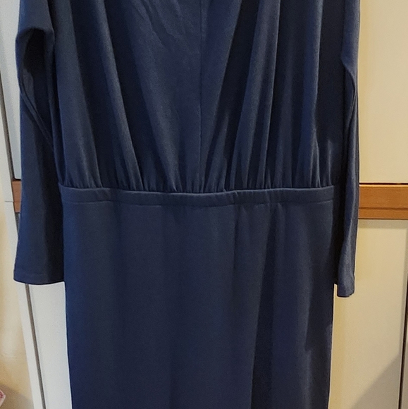 NWT- Size XL- PRETTYGARDEN Blue Ruched Midi Dress,Long Sleeve with Draped Front - Picture 8 of 16